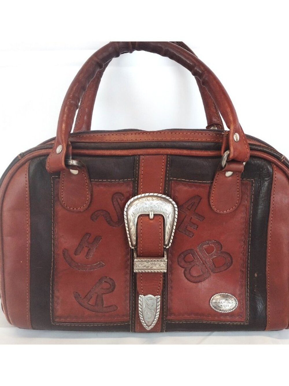 American West Hand Tooled Brand Leather Purse